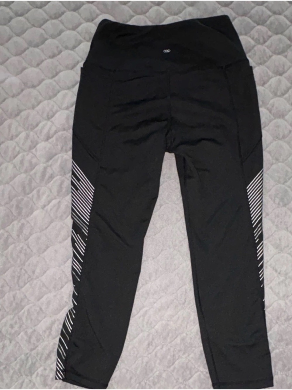 Black High-Waist Leggings with Reflective Stripe Detail